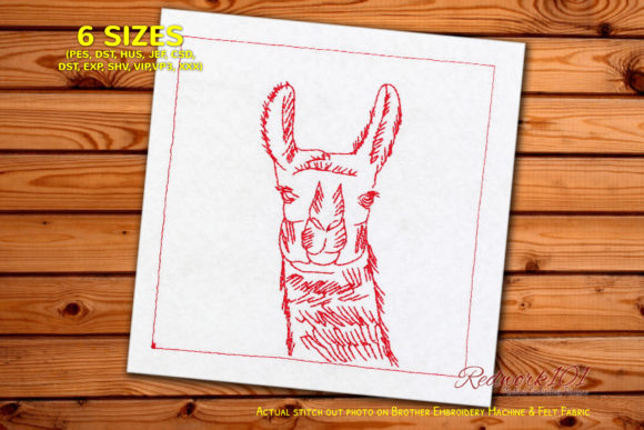 Crazy Llama Head Embroidery