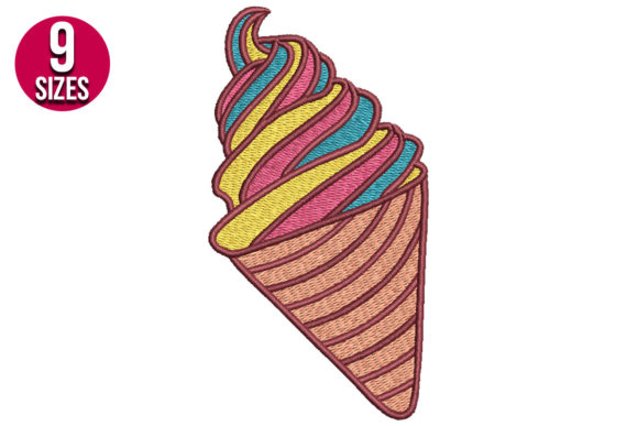 Cute Ice Cream Cone Embroidery