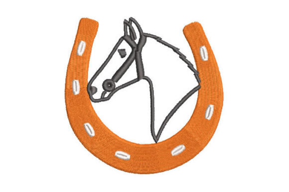 Horseshoe with Horse Embroidery Design