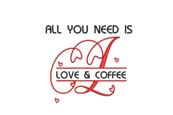 Love and Coffee Embroidery Design