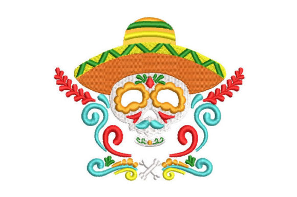 Mexican Catrina Skull Embroidery