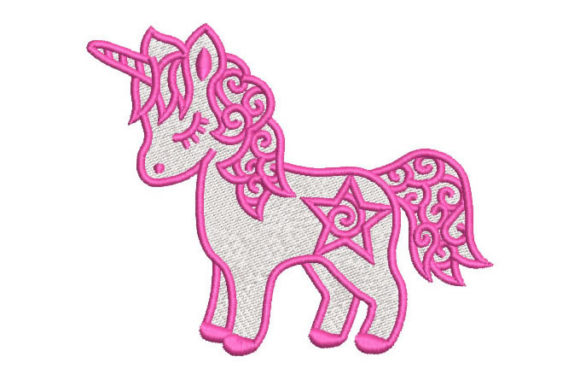 Pink Unicorn Pony Embroidery Design