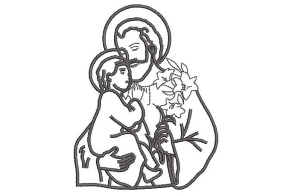 Saint with Child and Flowers Embroidery Design