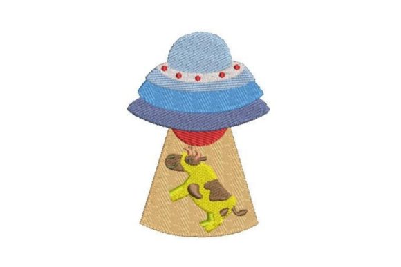 UFO Cow Abduction Embroidery Design