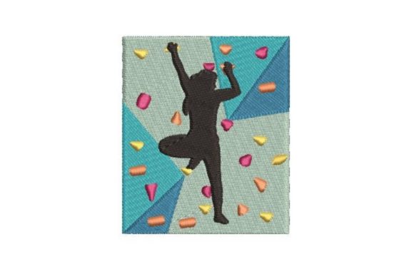 Woman Bouldering Embroidery Design